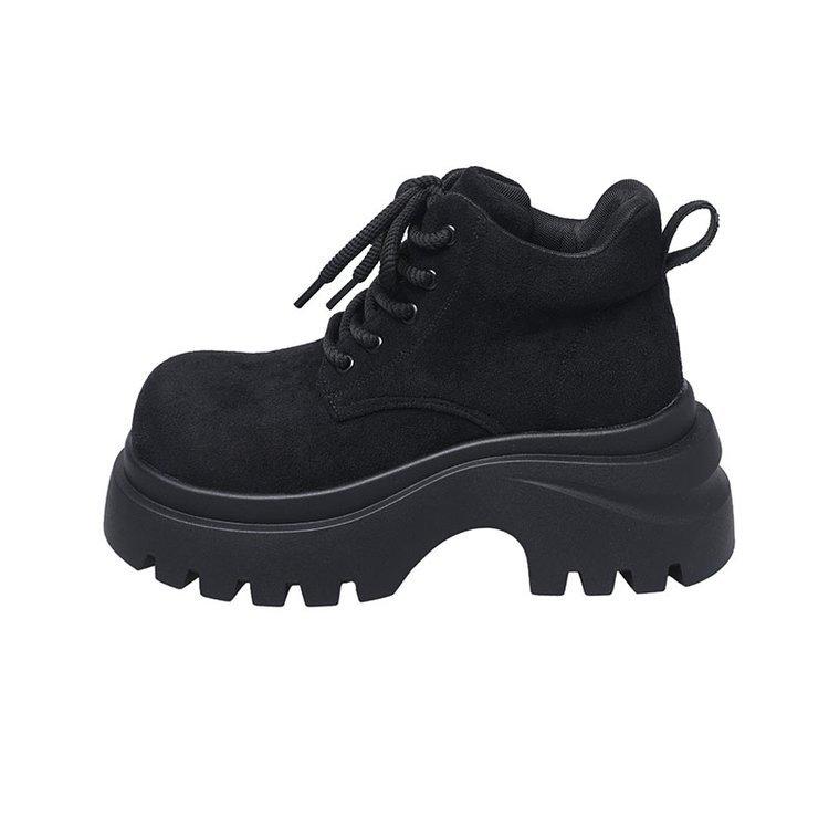 Женские ботинки Мартин на толстой подошве 2025 новые осенне-зимние увеличивающие рост ботинки Майярдового цвета ревеня, популярные уличные альпинистские короткие ботинки