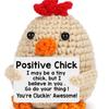 Funny Crochet Positive Energy Chick Doll with Card Home Room Decoration Handmade Knitted Chick Dolls Ornament Christmas Gifts