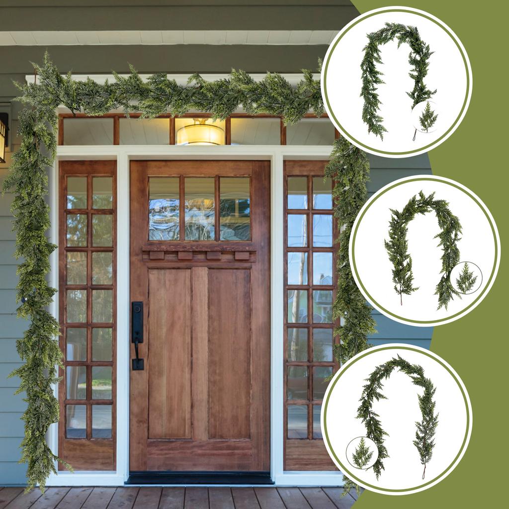 Искусственная имитация рождественского листа, трость, мягкая на ощупь, игольчатая лоза, украшение для головы двери, настенное