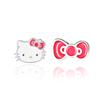 Hello Kitty Stud Sanrio Silver Plated Crystal Earrings for Officially Licensed Hello Kitty Sterling No Jewels Earrings, Women, Jewelry. , Silver,