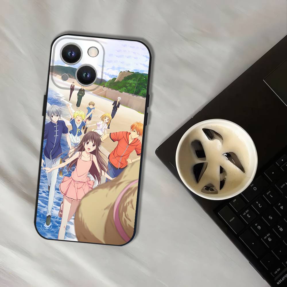 Чехол для телефона с рисунком Фруктовой корзины (Anime) Для iPhone 17,16,15,14,13,12,11,Pro,XS,Max,XR,Plus,E,SE4,Mini Черный Мягкий чехол