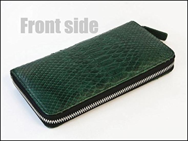 Godin Diamond Python Zip-Around Long Wallet (sppw8005cpmD.Green, Dark Green) [Snake Leather Wallet][Men's Long Wallet][Single Zip-Around Long