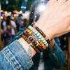 Vintage Wooden Bead Bracelet Bohemia Retro Bracelet Fashionable Stretch Bracelet  Daily Wear