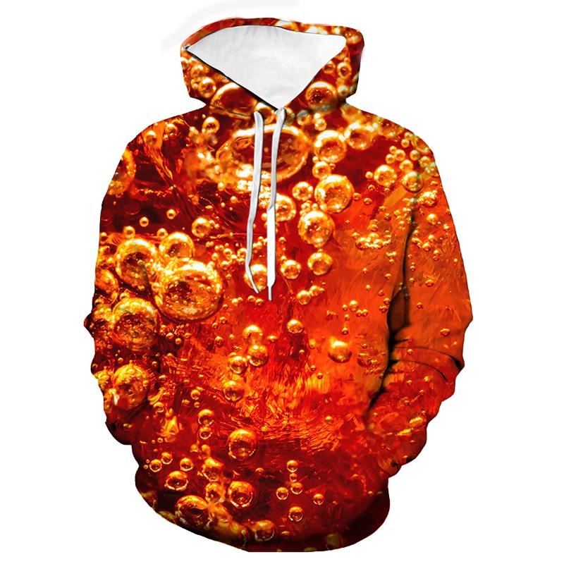 Мужская толстовка с капюшоном с узором из пивных пузырей, повседневная, в стиле ретро, с длинными рукавами, с капюшоном, для отдыха, спорта
