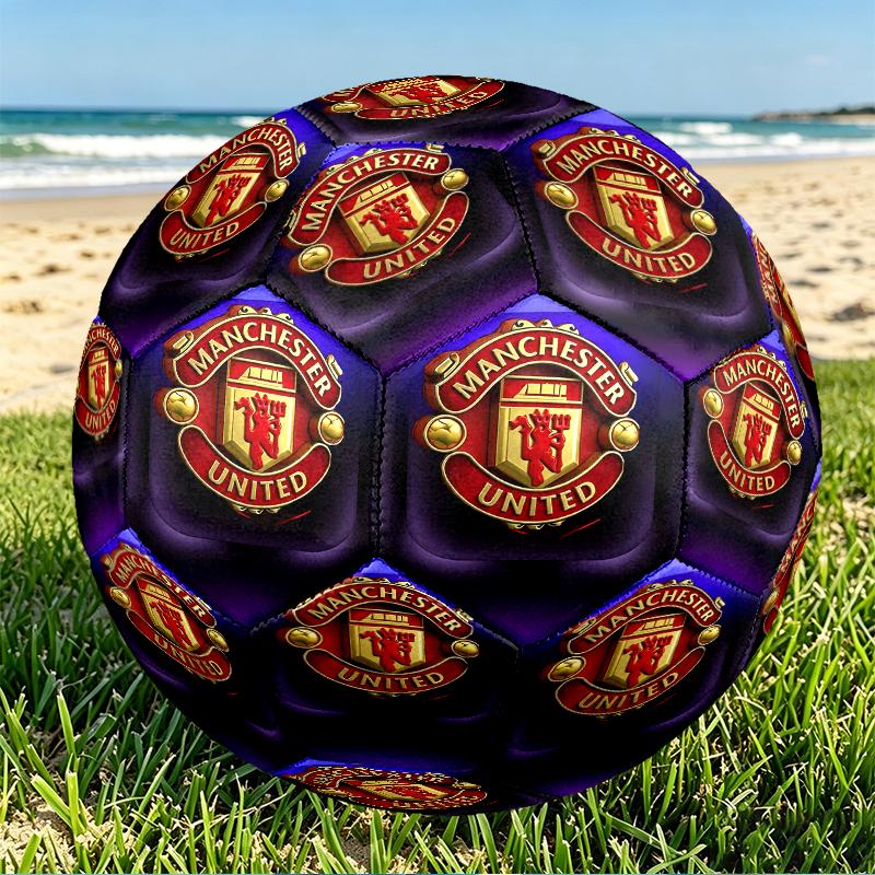Manchester United F.C Print Size 5 Soccer Ball, PU Wear Resistant Football for Match Training and Daily Practice, Birthday Gift for Soccer Fans