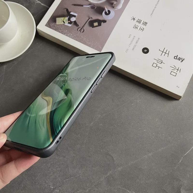 Роскошный кожаный защитный чехол от падений для Honor Magic6 Pro — простой, элегантный и профессиональный.