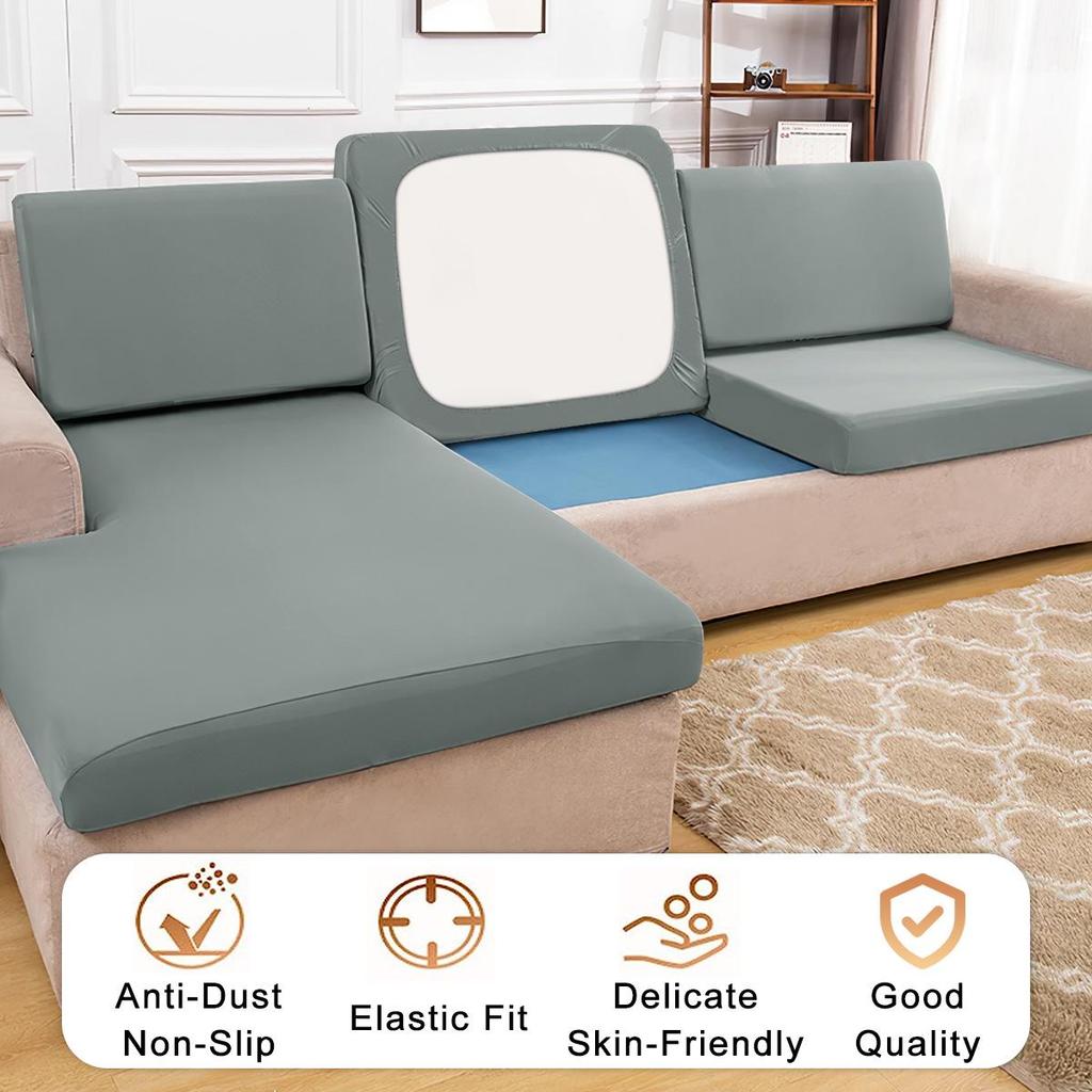 Однотонный эластичный водонепроницаемый чехол на диван из молочного шелка