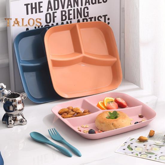 Прямоугольная обеденная тарелка, 3 отделения, пищевой полипропилен, можно мыть в посудомоечной машине, взрослые дети, завтрак, закуска, овощная еда, сервировочное блюдо, кухонные принадлежности