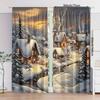 2 Pcs Christmas Snow House print curtains  suitable for bedroom  living room kitchen decoration  home decoration  window decoration