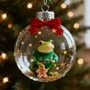 Frog Christmas Ornament Clear Plastic Xmas Hanging Ball with 3D Frog Ornament Holiday Keepsake Gift for Lovers Collectors