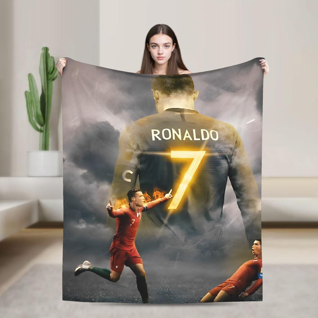 Football Legend CR7 Plush Blanket Vintage Throw Blanket for Home 125*100cm Bedspread