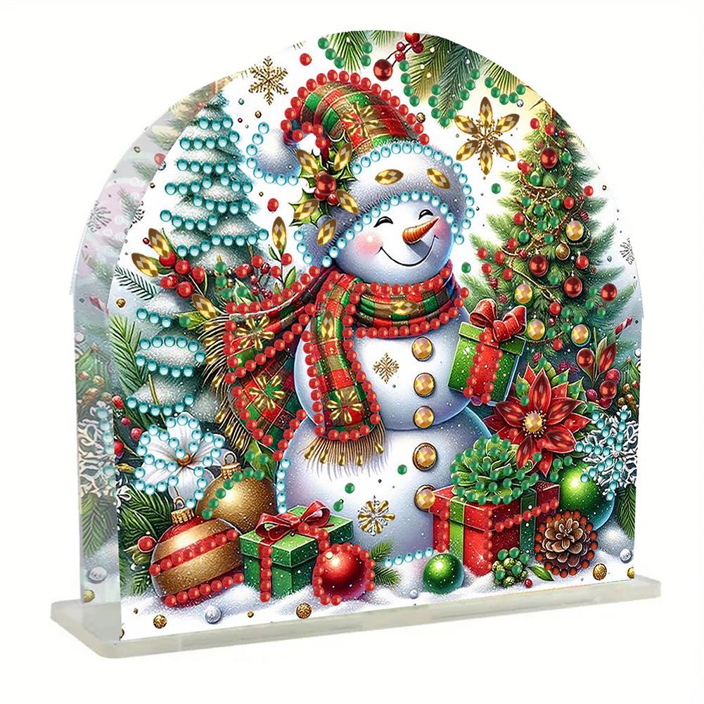 Double Sided Xmas Theme Diamond Painting Desktop Napkin Holder Acrylic Ornament Diamond Painting Desktop Napkin Rack Decoration
