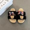 Cartoon Bear Cute Bedroom Ins Wind 2025 Autumn and Winter Bow Warm Cotton Slippers Women's Fluffy Slippers