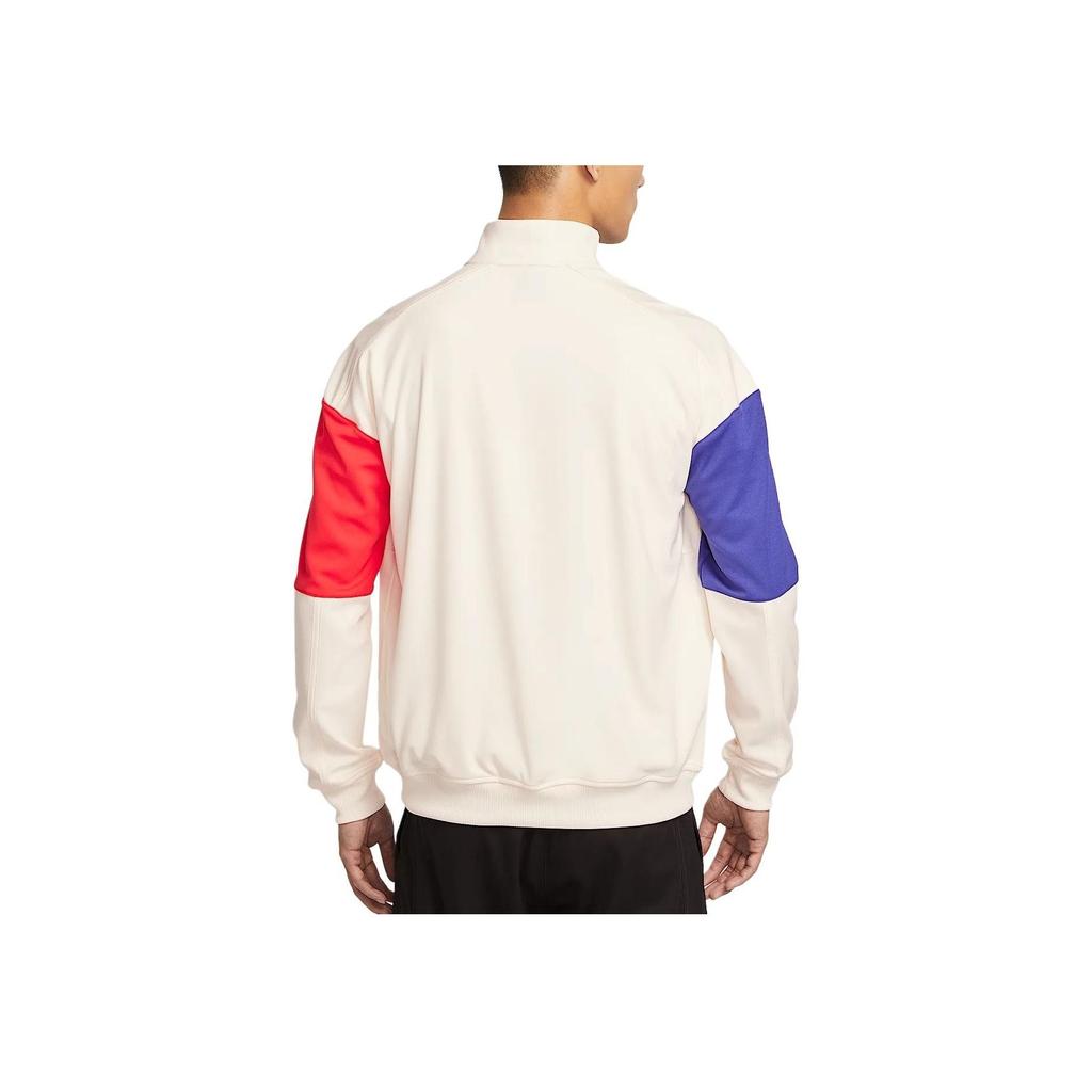 Nike Флисовая куртка с молнией и воротником-стойкой Court Heritage, мужская, с длинным рукавом, светло-кремовый, полуночно-синий, светло-глубокий красный, FZ6926-110