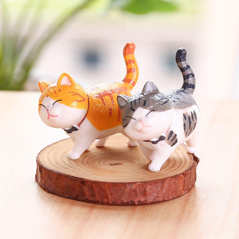 Ornament Funny Design With Bowknot Simulation Animal Model Cartoon Cat Figurine Mini Kitten Statue