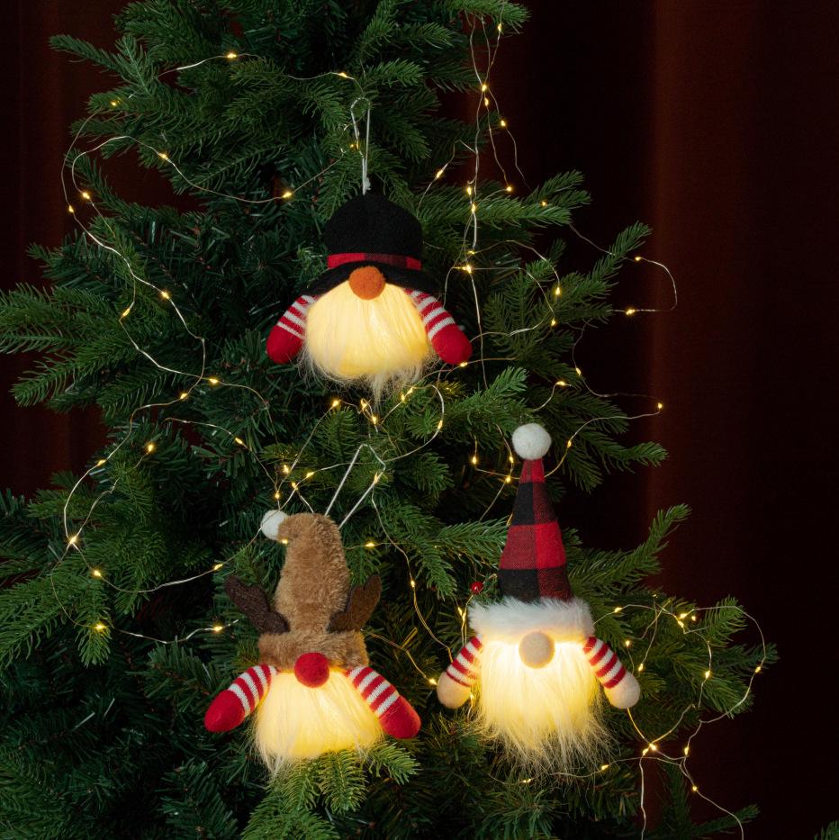 Luminous Gingerbread, No-Face, and Rudolph Christmas Ornament Dolls