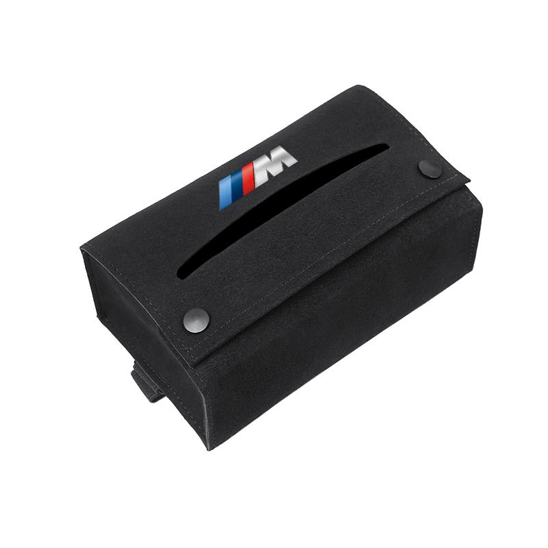 LLIT4 Car Tissue Box Suede Tissue Storage Bag For BMW X1 X2 X3 X4 X5 X6 X7 G30 G20 G26 Car Interior Accessories Kleenex Case keychain