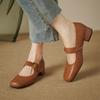 Fashion New Spring Autumn Genuine Leather Women Shoes Fashion Square Toe Shoes for Women Mary Jane Shoes Zapatos Mujer Women Pumps