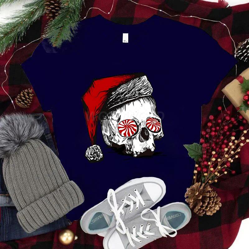 Streetwear Skeleton Christmas T Shirt Santa Skull Harajuku Fashion Shirts FeUnisexUnisex Merry Christmas Vintage T Shirts for Unisex