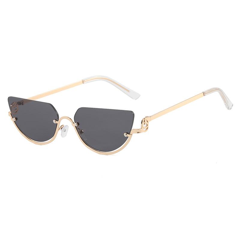 Women Semi-Rimless Sunglasses Luxury Small Size Gradient Sun Glasses Ladies Popular Sunscreen