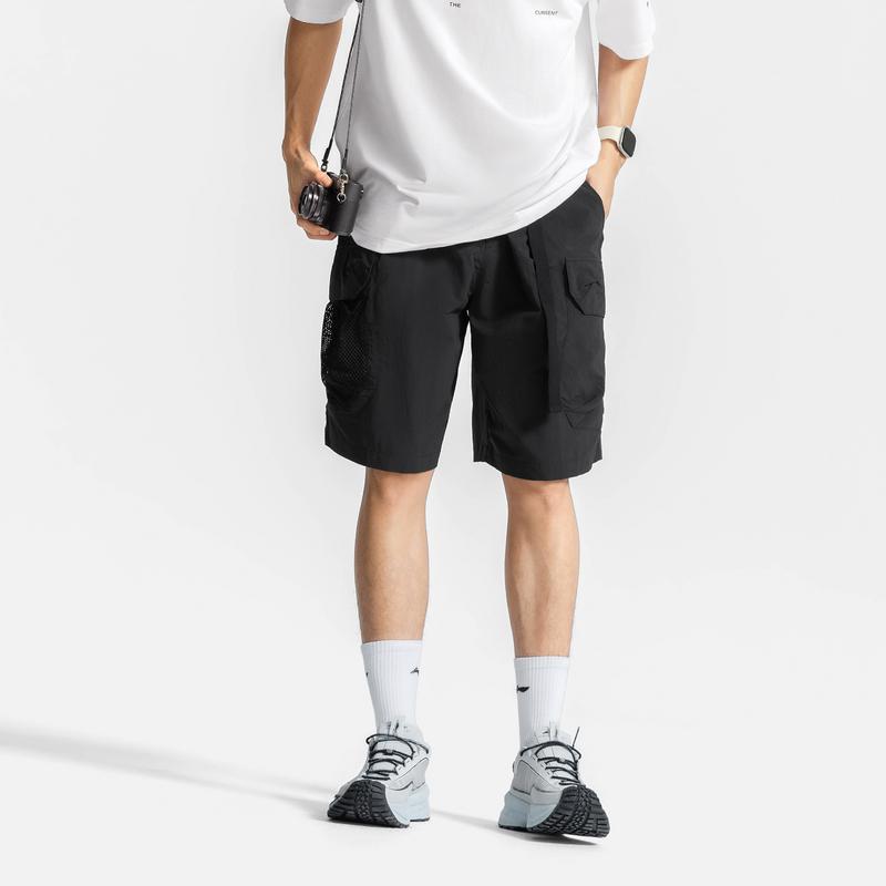 Li Ning CF Водоотталкивающие Однотонные Свободные Шорты Карго Мужские Шорты Черные AKSV227-4