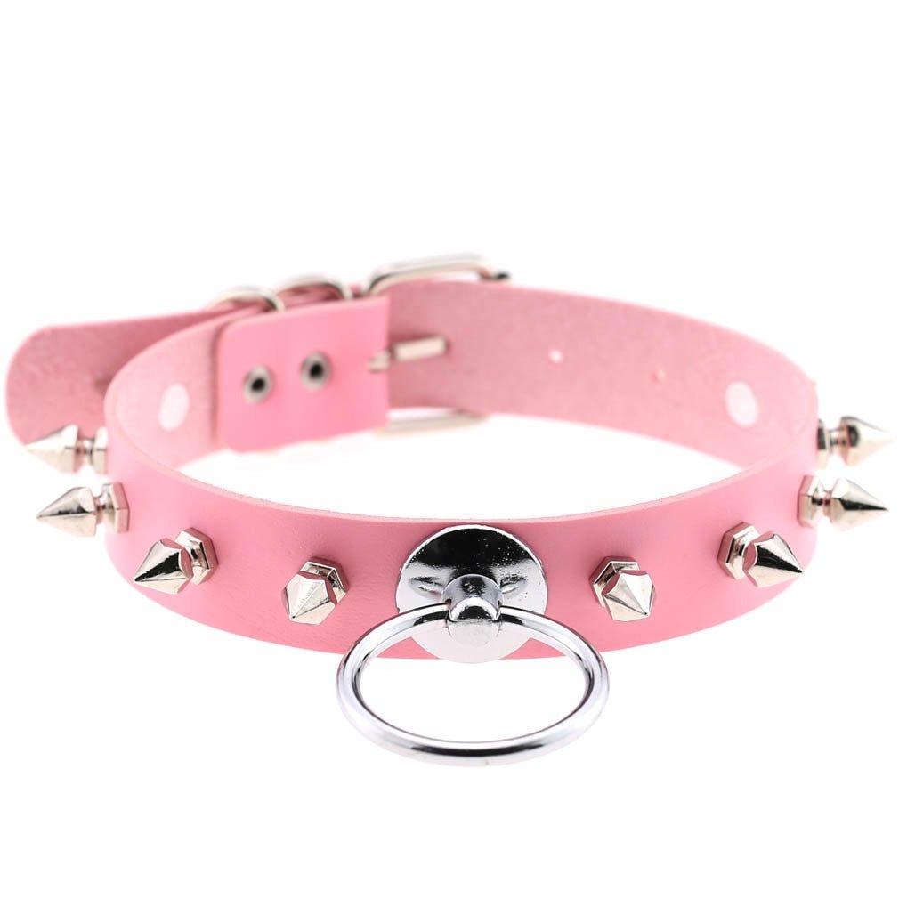 CollarNecklaceChokerPunkRockHarajukuGothic LolitaCosplayCuteSexyUnisexMensWomensAccessorySpik yStudsVisual KeiAlloyPU Humans (Pink)