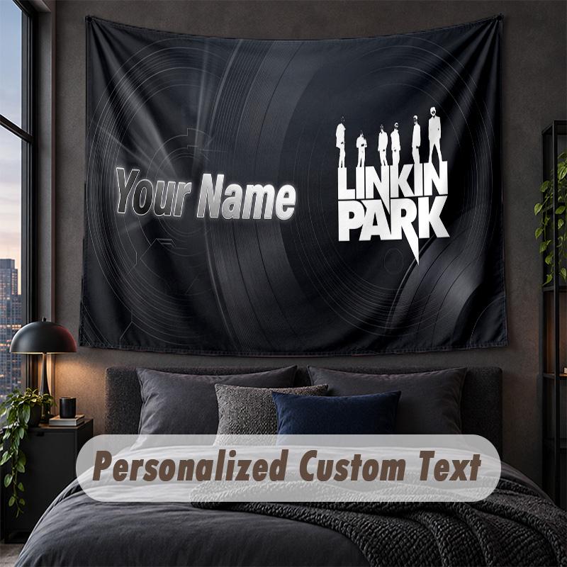 Custom Name Text Tapestry,Linkin Park Decorative Wall Hanging, Background Tapestry For Home Bedroom