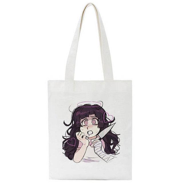 Милая женская парусиновая сумка с принтом Mikan Tsumiki, повседневная женская сумка большой вместимости Ulzzang с героями мультфильмов, 2021, сумки на плечо в стиле Харадзюку