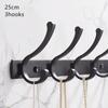 Черные алюминиевые двойные крючки, вешалка для одежды, бытовая одежда для ванной комнаты, брелок для полотенец, подвесные настенные крючки