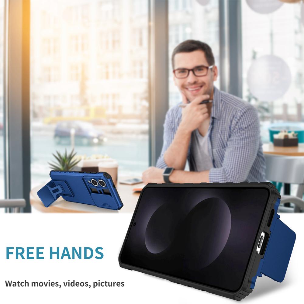 KEYSION Противоударный защитный чехол для Samsung S25 Edge 5G Slide Camera Lens Protection Live Stand Phone Cover для Galaxy S25 Edge 5G
