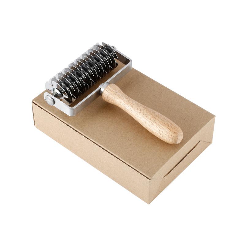 Инструменты для выпечки пиццы из нержавеющей стали с деревянной ручкой, ролик, хобби для дим-самов, сетчатый нож для пиццы, формочка для печенья, кухонные инструменты