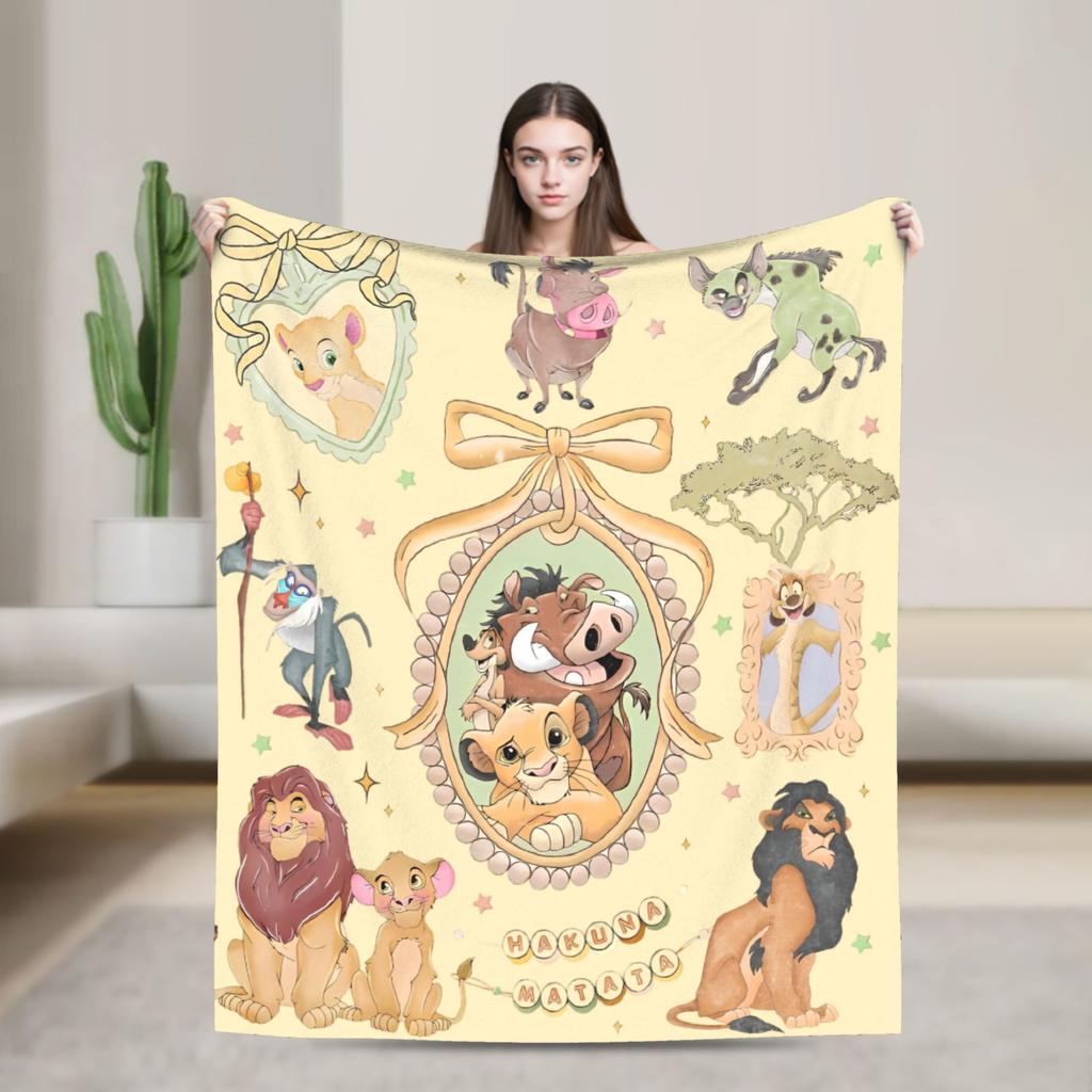 The Lion King Simba Anime Blankets Velvet Anime Warm Throw Blanket for Outdoor Travel Bedspread