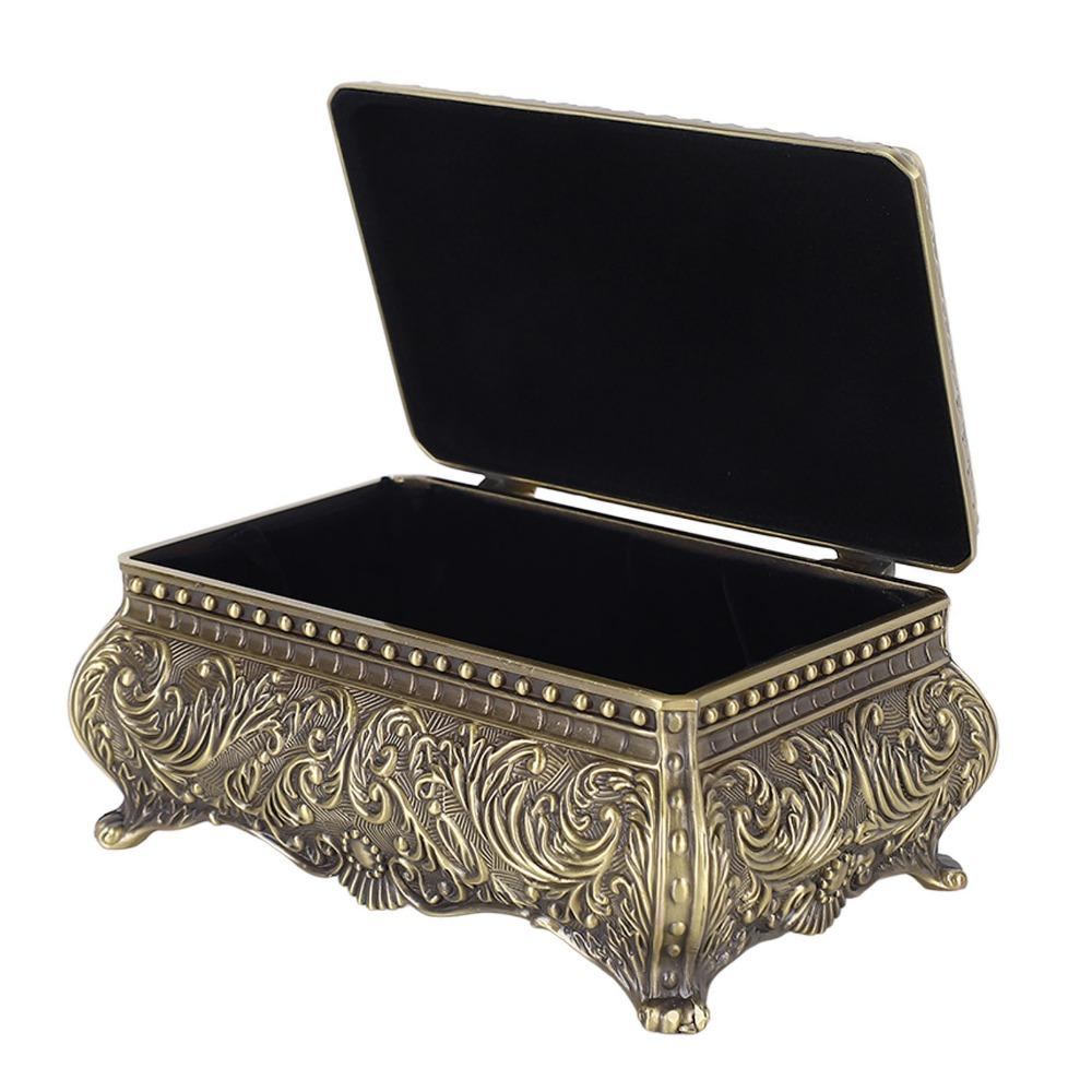 Alloy Construction Trinket Storage Box Rectangular Shape Rectangular Jewelry Box For Girls