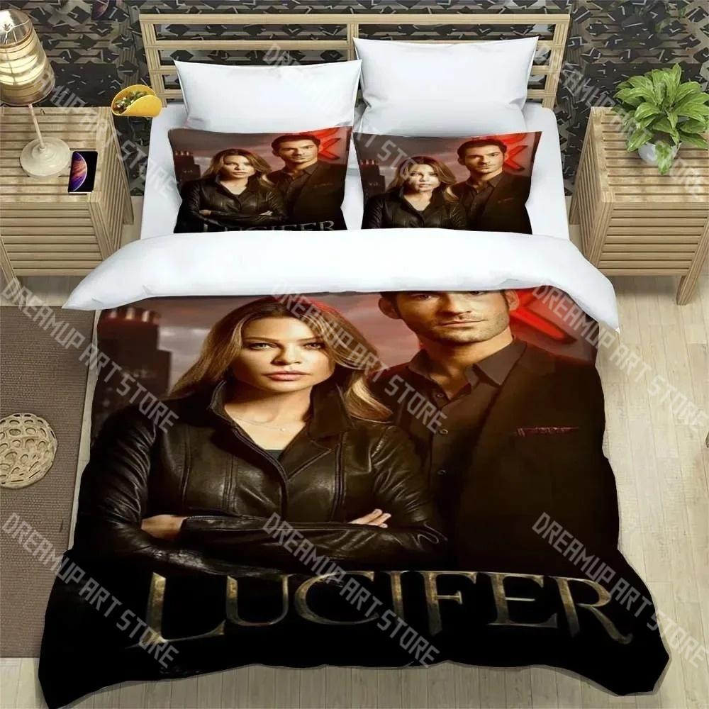 Fashion Lucifer TV Bedding Set Single Twin Full Queen King Size Bed Set Kids Bedroom Duvetcover Sets Bed Sheet Set