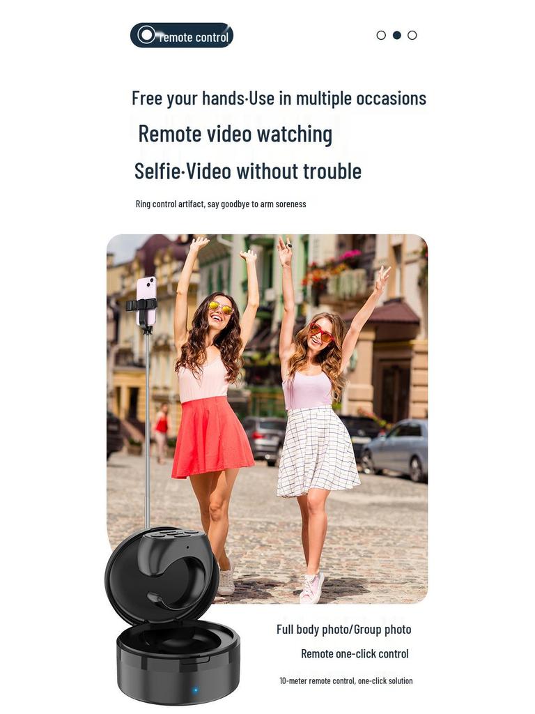 Popular Bluetooth Selfie Ring: Remote Photo, Video Browsing & Page Turning with Charging Case