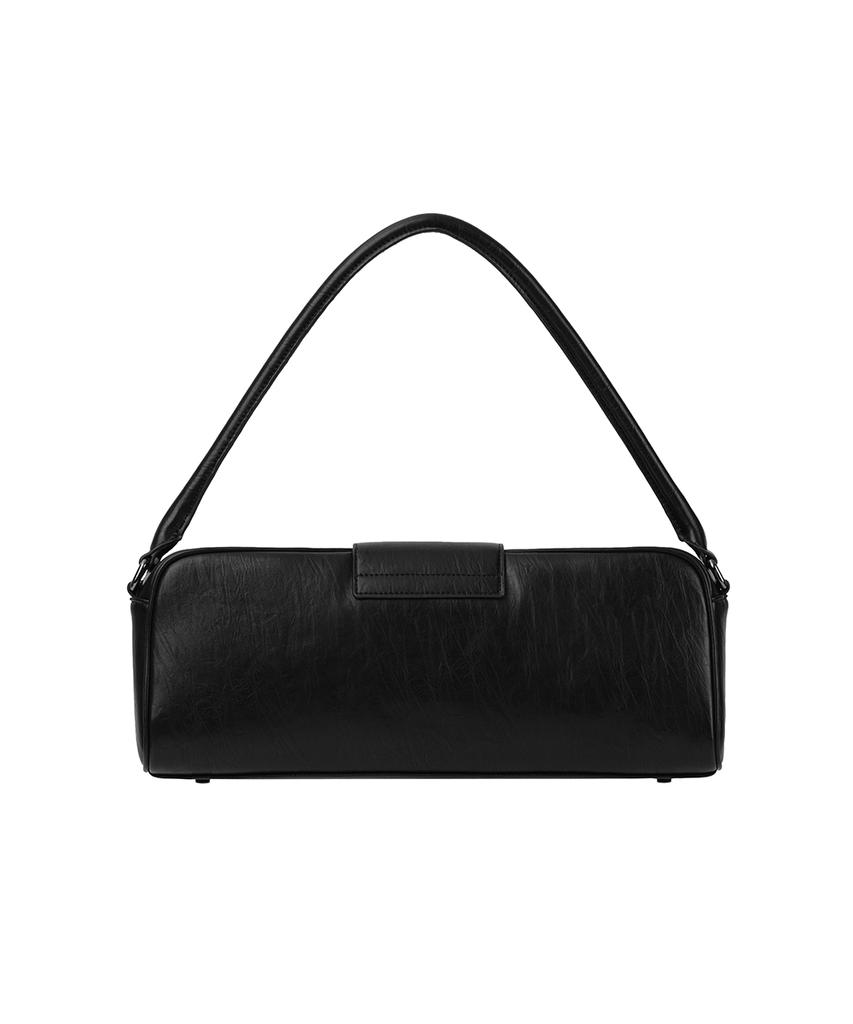 Treemingbird Square Flap Leather Shoulder Bag [ Black ]