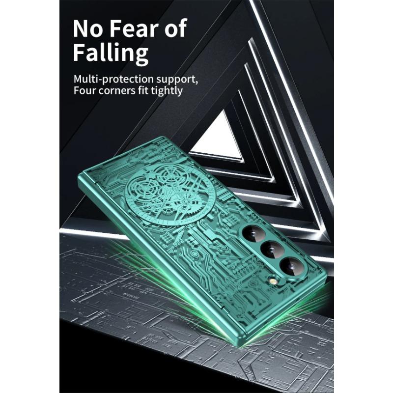 Гальванизированный пластиковый чехол для телефона Samsung Galaxy Z Fold 6 5 4 3 Fold6 Fold5 Fold4 Fold3 5G Hard Shell Hinge Protection Cover