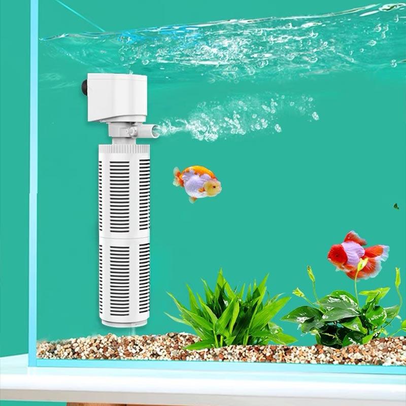 Бесшумный фильтр для аквариума, очистка воды «три в одном», циркуляционный насос, мини-волновая система аэрации, регулируемый поток, подходит для напряжения 220–240 В