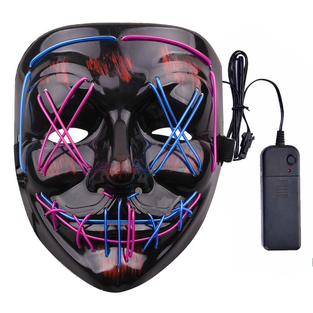 Светодиодная светящаяся маска на Хэллоуин, светодиодная маска для вечеринки, маскарадная маска, неоновая маска, светящаяся в темноте, реквизит для ужасов, костюм для вечеринки