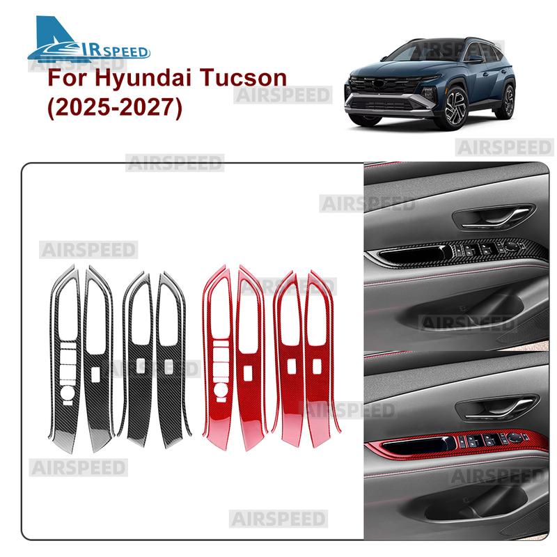 Real Soft Carbon Fiber Trim for Hyundai Tucson 2025 2026 2027 LHD RHD Window Control Switch Panel Frame Car Interior Accessories