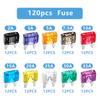 Многофункциональный набор автомобильных предохранителей 120 шт. Цветовая кодировка Маленькие предохранители Портативный аксессуар для безопасных электрических систем
