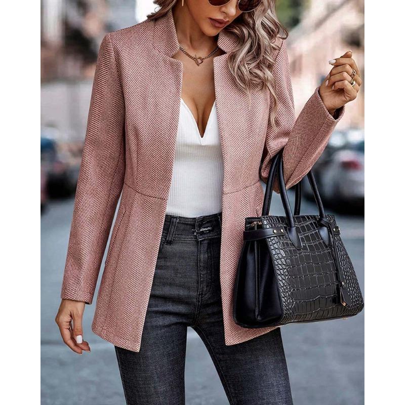 Autumn Winter Simple Fashionable Casual Solid Color Suit Cardigan Jacket Women's Clothing Jackets & Coats Women’s