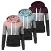 Women's Casual Hooded Sweatshirt Colorblocking Hoodie Autumn Warm Jacket Plus Size