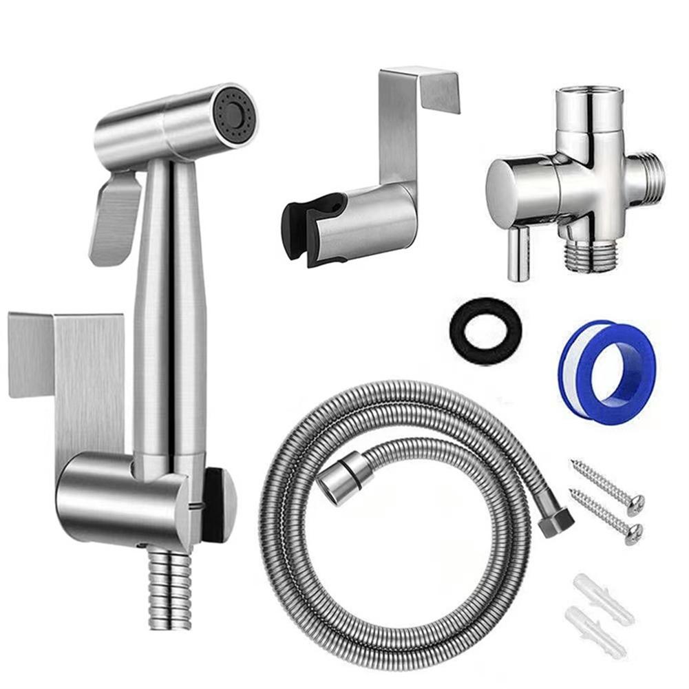 Стальной биде-ручной душ с 2-ходовым переключателем и шлангом, пистолет-распылитель для туалета, самоочищающийся набор для биде для гигиены и купания домашних животных