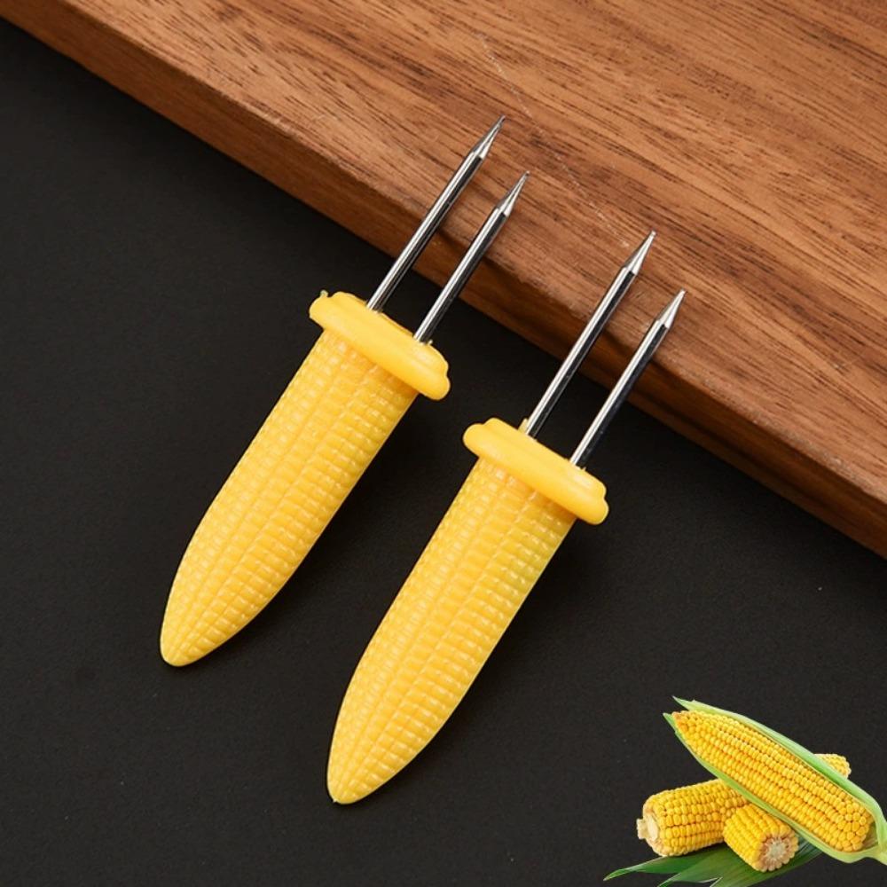 60 Pcs Double Fork Sweet Corn Stainless Steel Corn Holders Corn On The Grill Corn On The Cob Skewers Seat Home & BBQ Cooking Fork BBQ Party