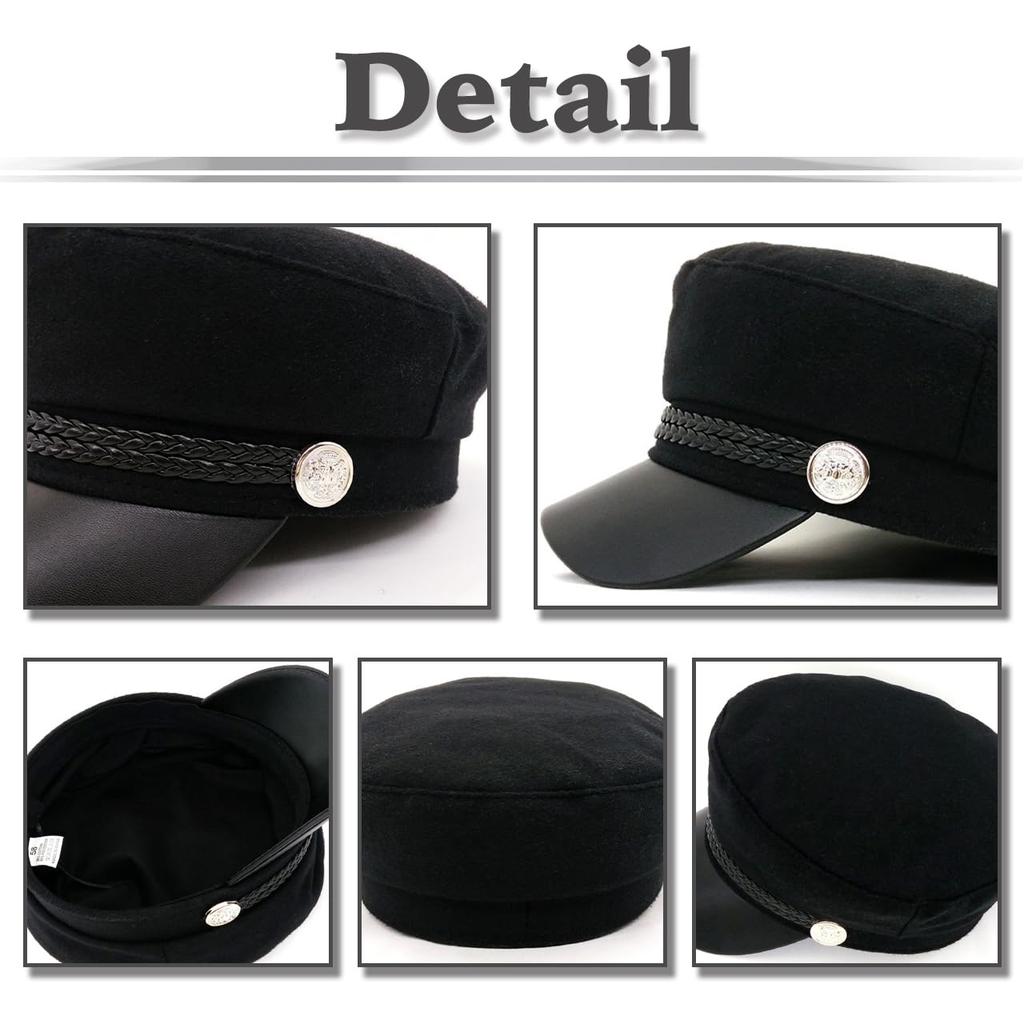 Marine Gothic Going CZ315 [White Fang] Cap, Black, Casquette, Lolita, Hat, Out, Travel, Stylish, Women's, (Black)
