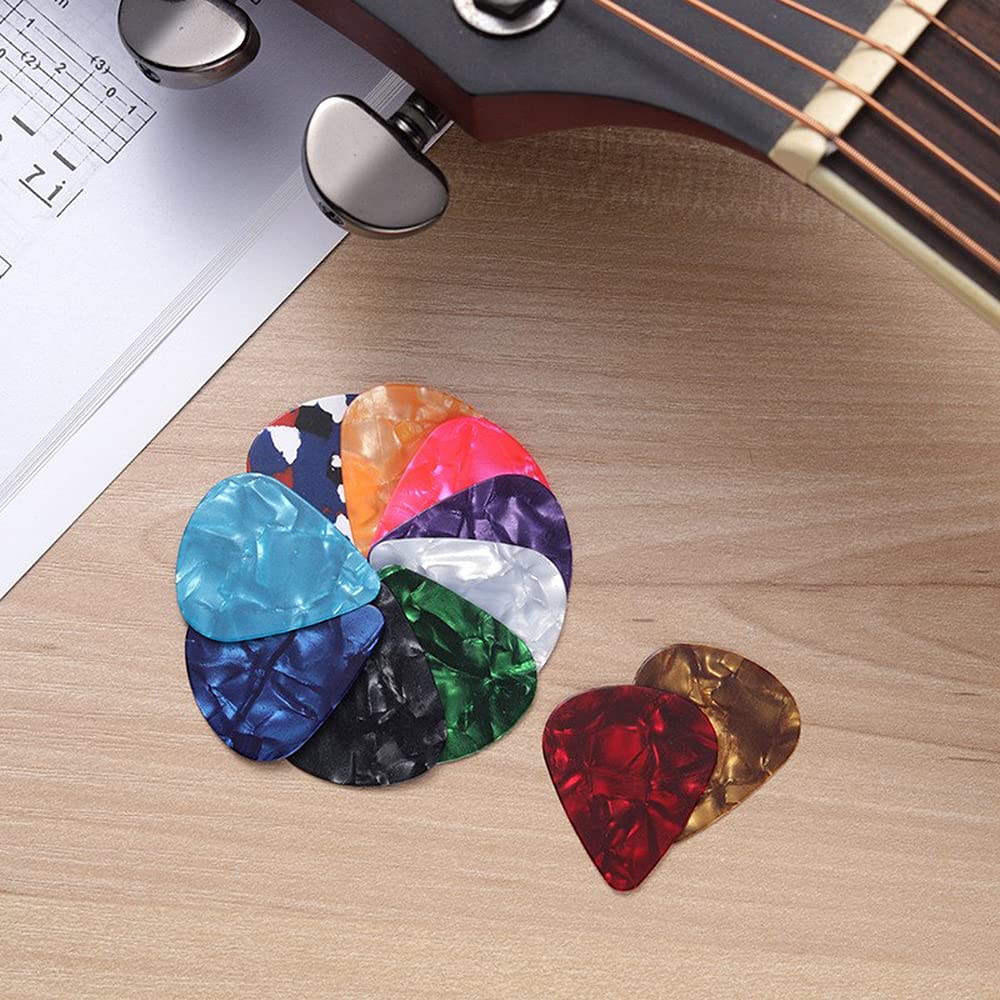 LOYELEY Guitar for Electric Colorful Teardrop with Storage Picks, 30-Pack, 0.46mm Thick, Thin, Bass, Acoustic, Guitar, Beginners, Practice, Design,