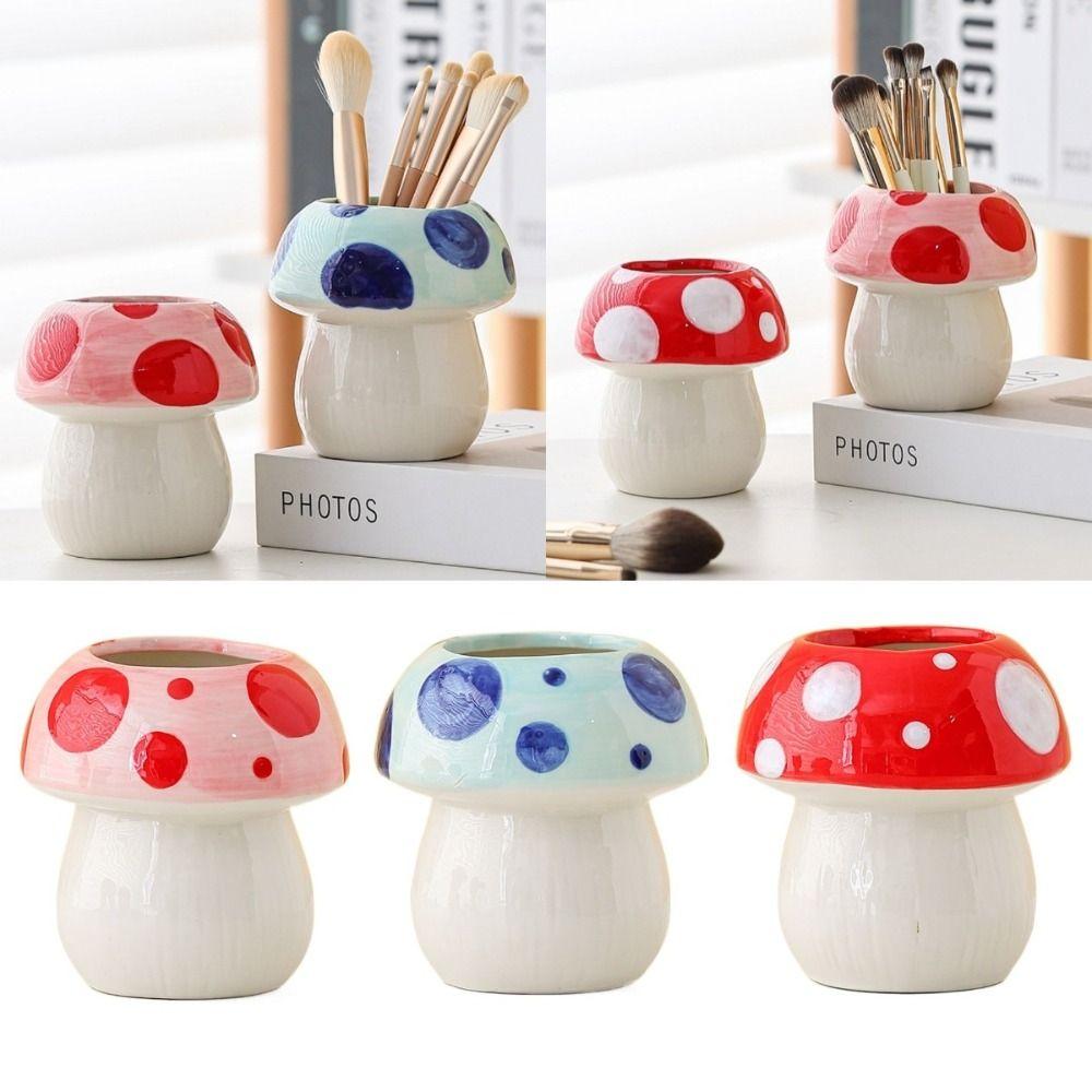 Girly Makeup Brush Storage Multifunction Brush Storage Bucket Mushroom Pencil Holder Girl