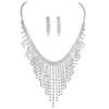 Luxurious Sparkling Rhinestone Necklace Earrings Two-piece Set Bridal Jewelry Earrings