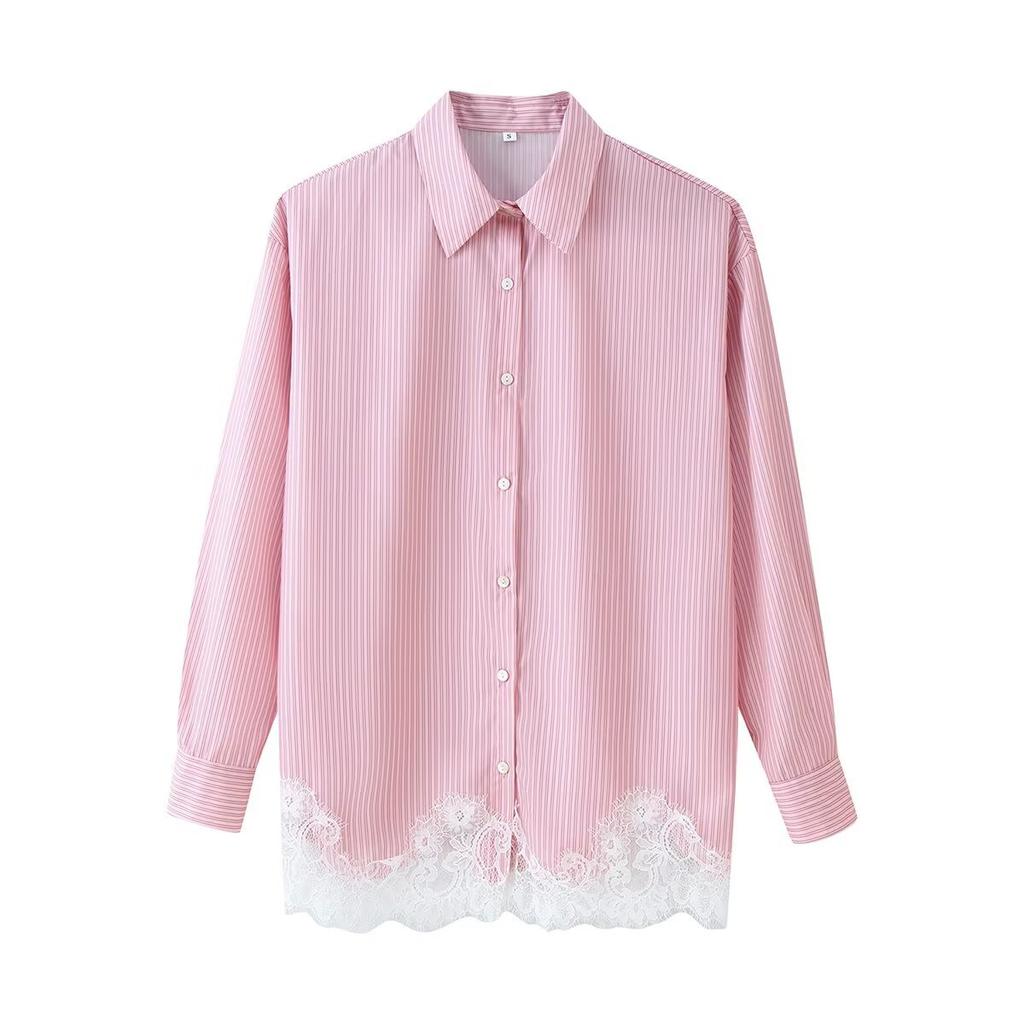 European and American style French women's clothing fashion versatile temperament casual lace shirt shorts set